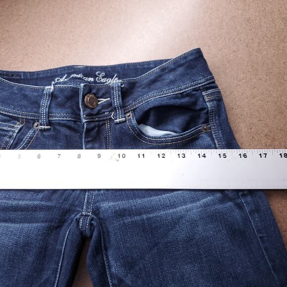 American Eagle Slim Boot Jeans Women 2 Dark Blue Y2K Sustainable Retro Cowgirl - Picture 5 of 12